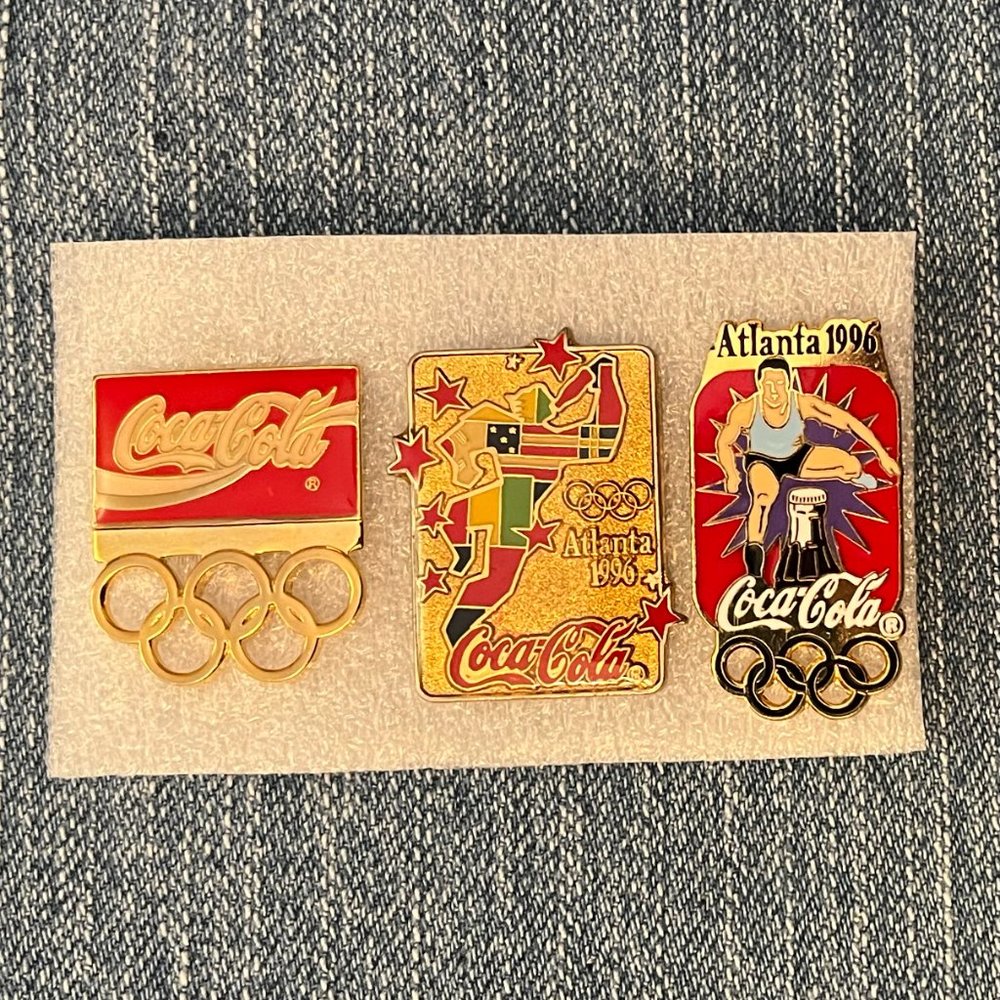 Set of 3 Olympic Pins ~ Coca-Cola ~ 1996 Atlanta Summer Games